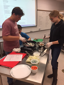 students preparing food 